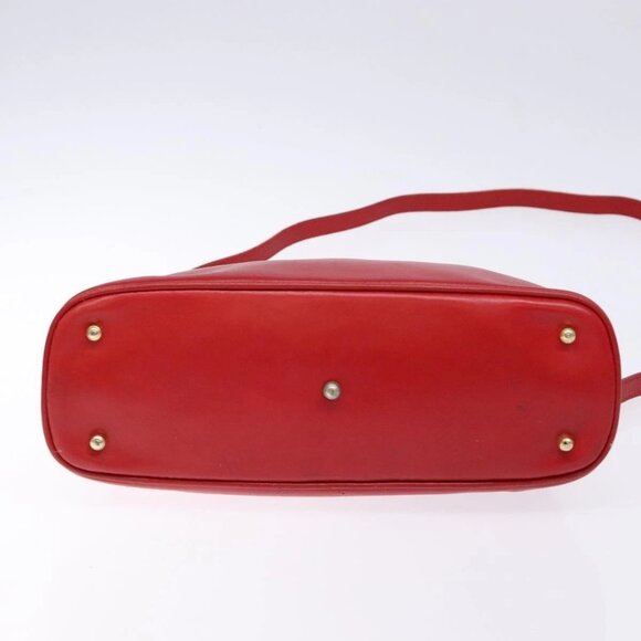 GUCCI Bamboo Hand Bag Leather 2way Red Gold Auth gh613 - Picture 6 of 16